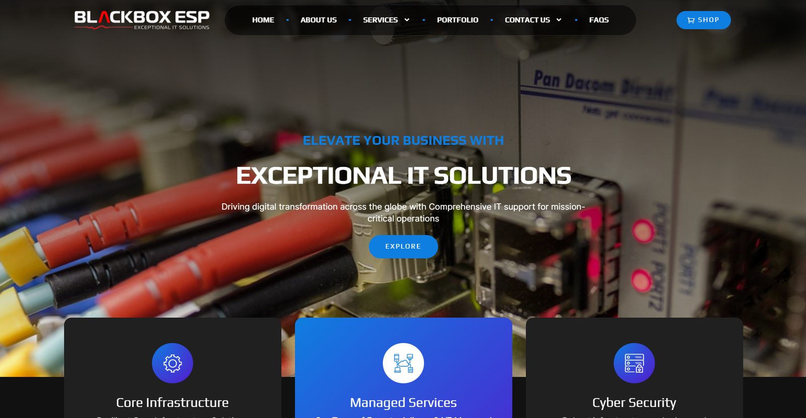 BlackBoxESP WordPress website homepage screenshot
