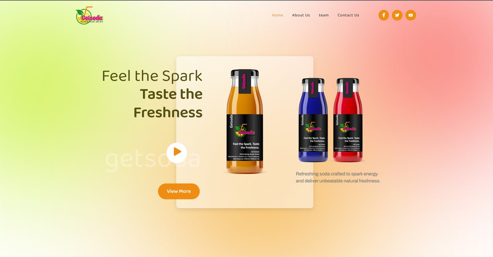 GETSoda product website homepage screenshot