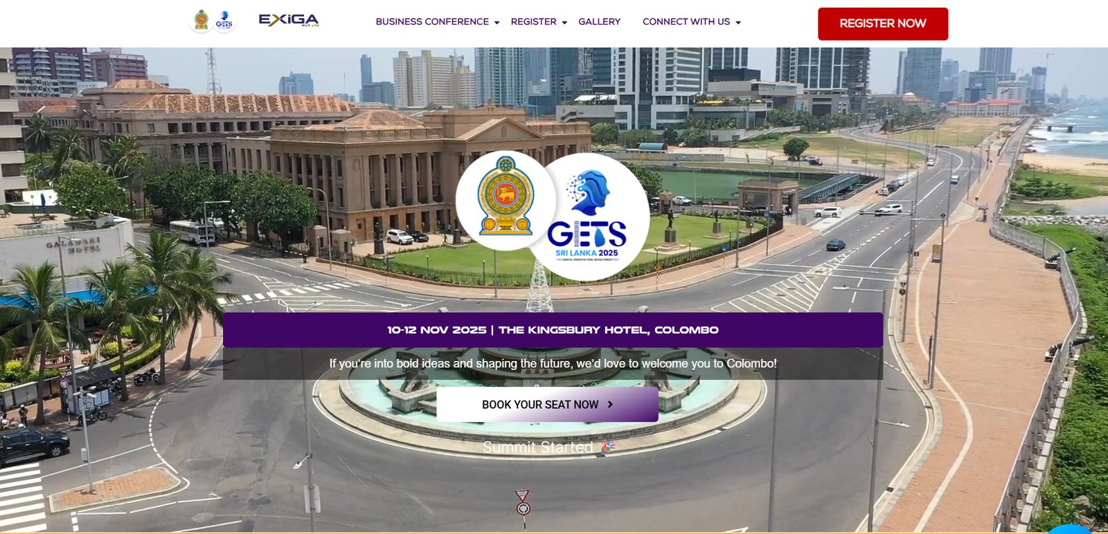 GETS Sri Lanka Summit 2025 event website homepage screenshot